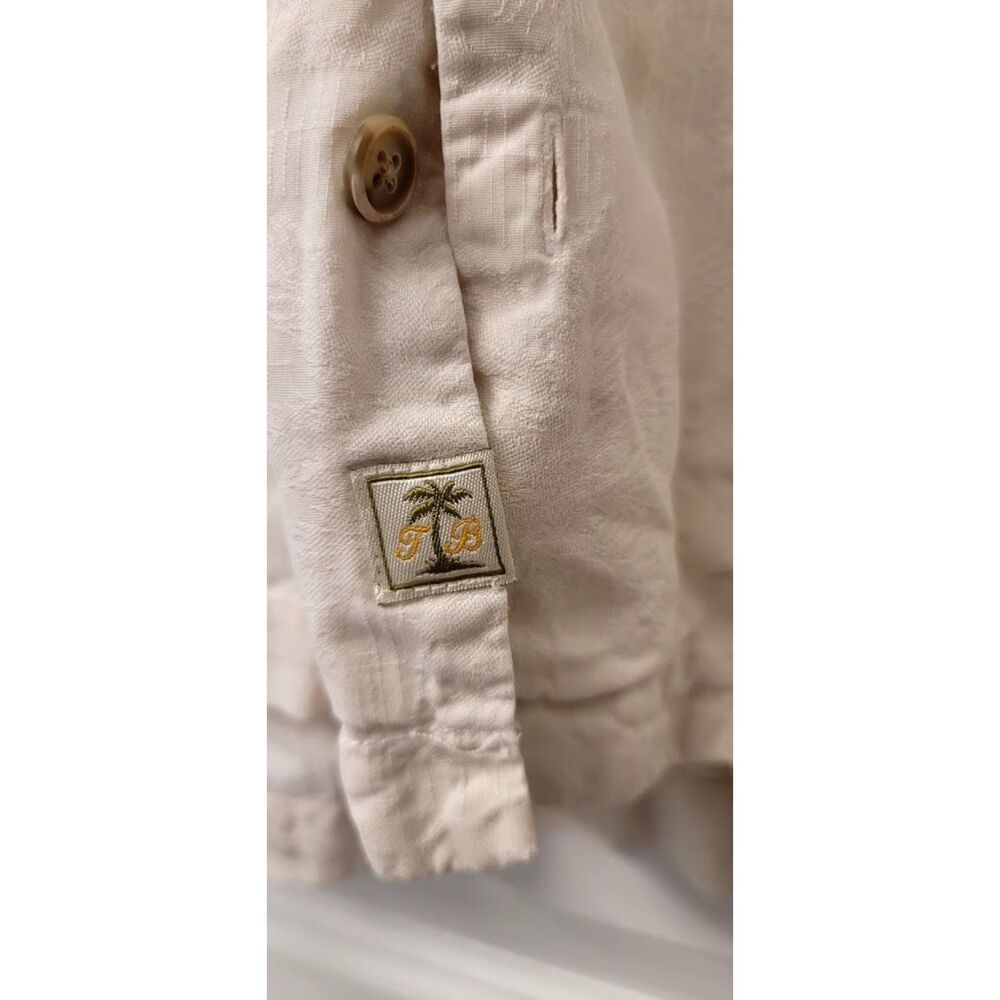 Tommy Bahama 100% Silk Cream White Button Front Short Sleeve Summer Shirt Mens L - Picture 2 of 7